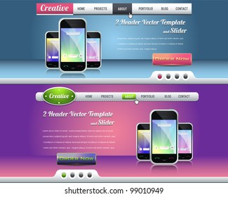 Website header and slider design vector elements