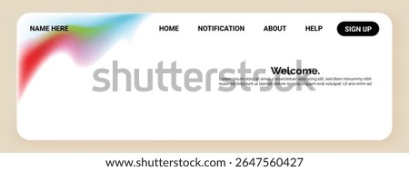 A website header with a soft gradient splash of red, green, and blue on the left side.
