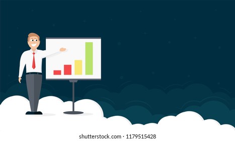 Website header template design with businessman for seo, business, application, finance and technology company.