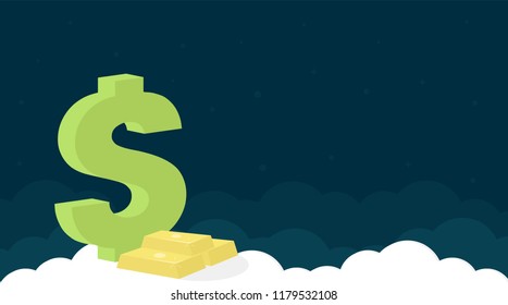 Website header template design with dollar and gold for investment, business, finance and technology company.