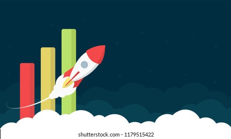 Website Header Template Design With Rocket For Seo, Business, Application, Finance And Technology Company.