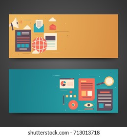 Website headers or banners design with infographics design.