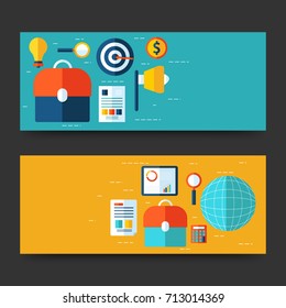 Diseño de encabezados o banners de sitios web con diseño de infografías.