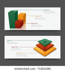Website headers or banners design with infographics design.