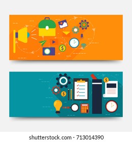 Diseño de encabezados o banners de sitios web con diseño de infografías.