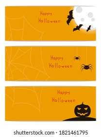 Encabezados de sitios web, carteles con saludo de Feliz Halloween