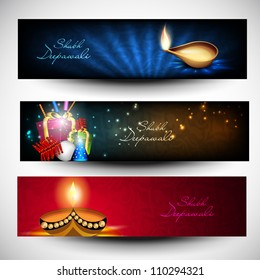 Website headers or banners for for Hindu community festival Diwali or Deepawali. EPS 10.