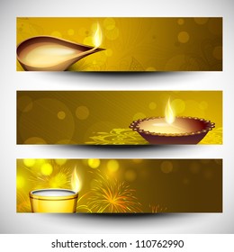 Cabeceras o banderas de sitios web para el festival de la comunidad hindú Diwali o Deepawali. EPS 10.