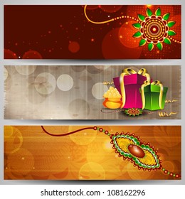 Website headers or banners for Raksha Bandhan celebration.