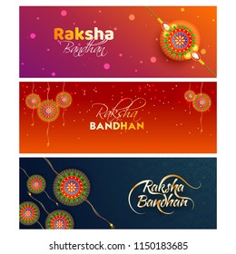 Website headers or banners set for Raksha Bandhan celebration concept.