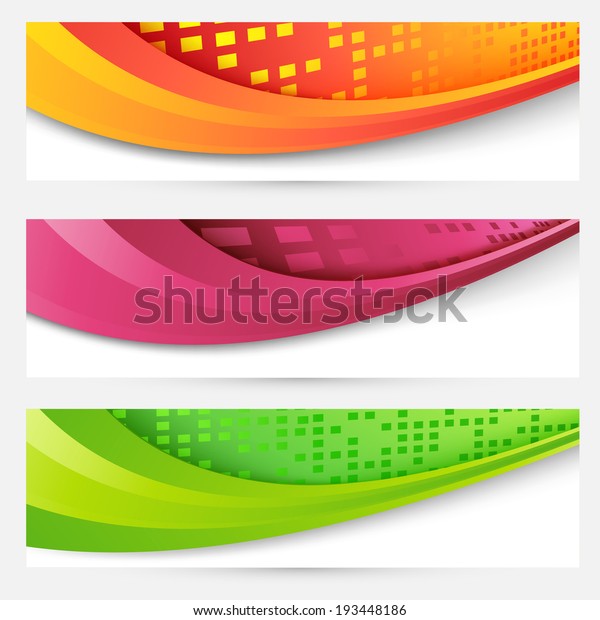 Website\
headers colorful banners set. Vector\
illustration