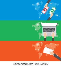 Website Headers or Promotion Banners Templates. Digital marketing E-mail envelope. Vector Illustration.