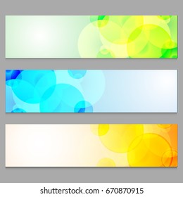 Website headers set with colorful abstract design and space to add your text.