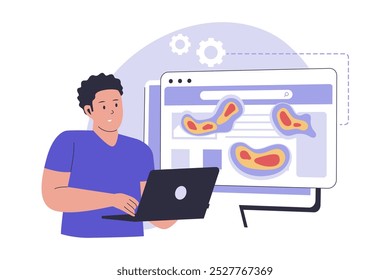 Ilustración de concepto de mapa de calor de Sitio web. Ilustración para Sitio web, landing page, App móvil, póster y Anuncio. Ilustración vectorial plana de moda