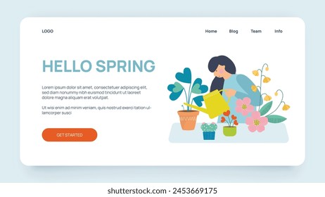 Website hello spring garden flower illustration