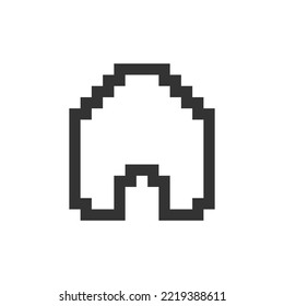 Website homepage pixelated ui icon. Start page at browser. Back to home page. Editable 8bit graphic element. Outline isolated vector user interface image for web, mobile app. Retro style