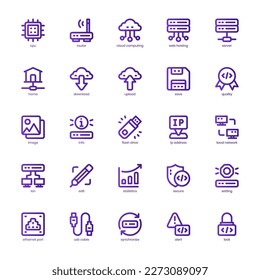 Website Hosting icon pack for your website design, logo, app, and user interface. Website Hosting icon basic line gradient design. Vector graphics illustration and editable stroke.