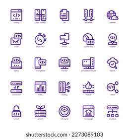 Website Hosting icon pack for your website design, logo, app, and user interface. Website Hosting icon basic line gradient design. Vector graphics illustration and editable stroke.