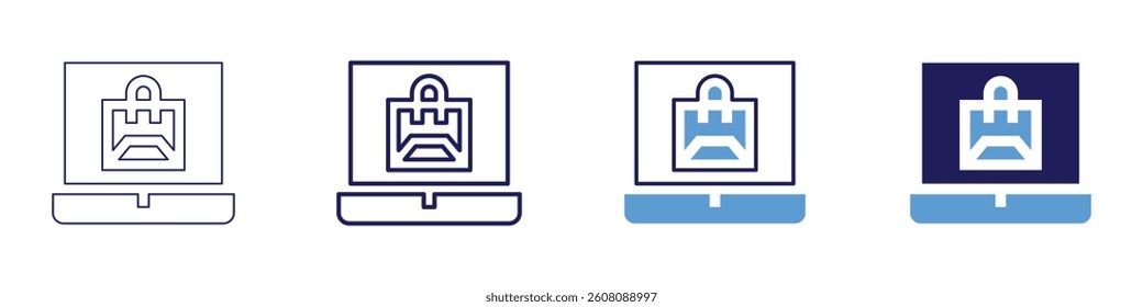 Website analytics​ icon in 4 different styles. Thin Line, Line, Bold Line, Duotone. Duotone style. Editable stroke.