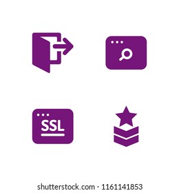 website icon. 4 website set with ssl, rank, url and logout vector icons for web and mobile app