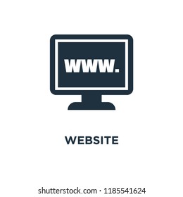 Website icon. Black filled vector illustration. Website symbol on white background. Can be used in web and mobile.