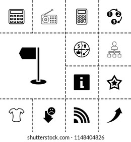 Website icon. collection of 13 website filled and outline icons such as info, 1 2 3, arrow up, t-shirt, calculator, marketing. editable website icons for web and mobile.