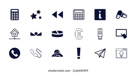 Website icon. collection of 18 website filled and outline icons such as finger on tablet, info, pill, exclamation point, star. editable website icons for web and mobile.