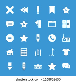 Website icon. collection of 25 website filled icons such as house building, tag, star, t-shirt, calculator, radio, browser window. editable website icons for web and mobile.