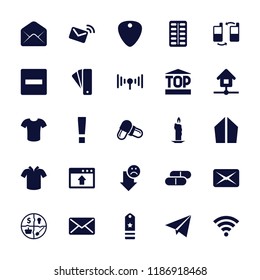 Website icon. collection of 25 website filled icons such as tag, minus, candle, pill, window browser upload, mail, home, signal. editable website icons for web and mobile.