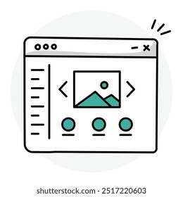 Website-Symboldesign. Repräsentation des Internets Design. Entwicklung. Digitale Präsenz. Vektorsymbol.