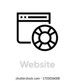 Website icon. Editable Vector Outline. Badge help and support with black outline. Single Pictogram.