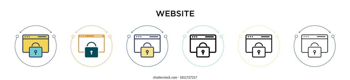 Website icon in filled, thin line, outline and stroke style. Vector illustration of two colored and black website vector icons designs can be used for mobile, ui, web