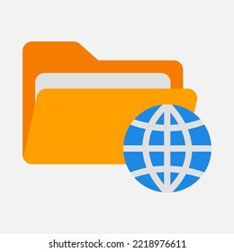 Icono de sitio web en estilo plano sobre carpetas, uso para presentación de aplicación móvil del sitio web
