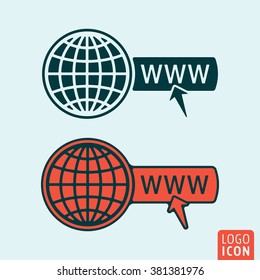 Website icon. Globe with cursor icon isolated, minimal design. Vector illustration