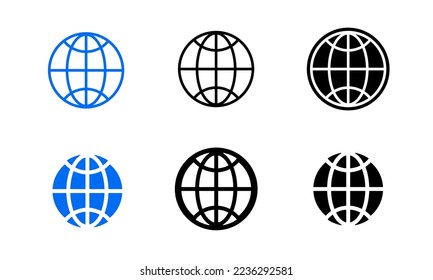 website icon. Globe icon set. Internet icon collection. Line and flat style symbol - stock vector.	
