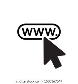 website icon. go to web pictogram. internet symbol with arrow. flat style. vector illustration isolated on white background