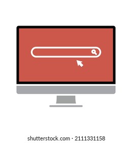 Website icon, isolated. Flat design. Monitor with website sign. vector illustration