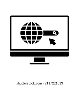 Icono de sitio web, aislado. Diseño plano. Monitor con signo de sitio web. ilustración vectorial