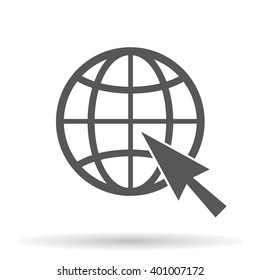Icono de sitio web aislado en fondo blanco con sombra, ilustración vectorial con estilo para el diseño web