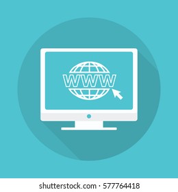 Website icon in monitor. www address