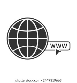 Icono de Sitio web sobre fondo blanco. Web del mundo, Vector del ícono del Sitio web. Internet, en línea, Web, Sitio web, ir, Vector, símbolo, signo, mundo, globo, Hacer clic, www. Ilustración vectorial. Archivo Eps 317.