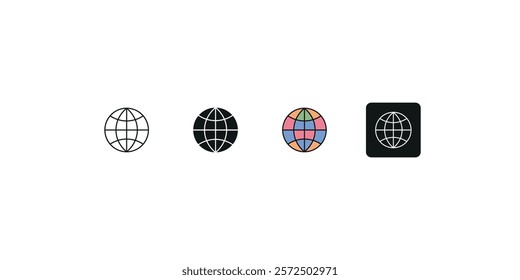 Website Icon Outline Black Silhouette And Colorful Design