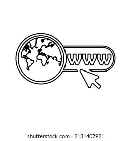website icon, pointing arrow, click on website, vector illustration
