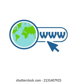 website icon, pointing arrow, click on website, vector illustration