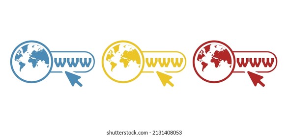 website icon, pointing arrow, click on website, vector illustration