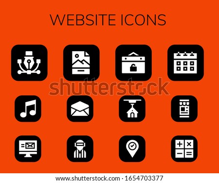 website icon set. 12 filled website icons.  Simple modern icons such as: Vector, Music, Mail, Jpg, Email, Player, Event, 3d, Placeholder, Calendar, Smartphone, Calculator