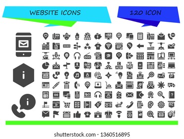 website icon set. 120 filled website icons.  Collection Of - Smartphone, Information, Favorite, Telephone, Woman, Hand, Www, Piggy bank, Mail, Placeholder, Responsive, Calculator