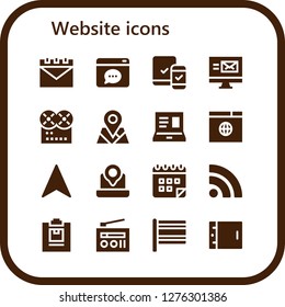  website icon set. 16 filled website icons. Simple modern icons about  - Calendar, Browser, Responsive, Mail, Music, Placeholder, Laptop, Navigation, Rss, Notepad, Radio, Flag