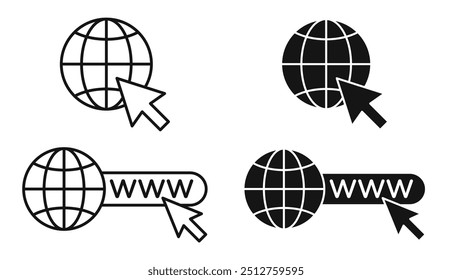 Website Icon set in black and white