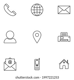 conjunto de iconos del sitio web, tarjeta de visita, póngase en contacto con nosotros conjunto de iconos símbolo de signo vector